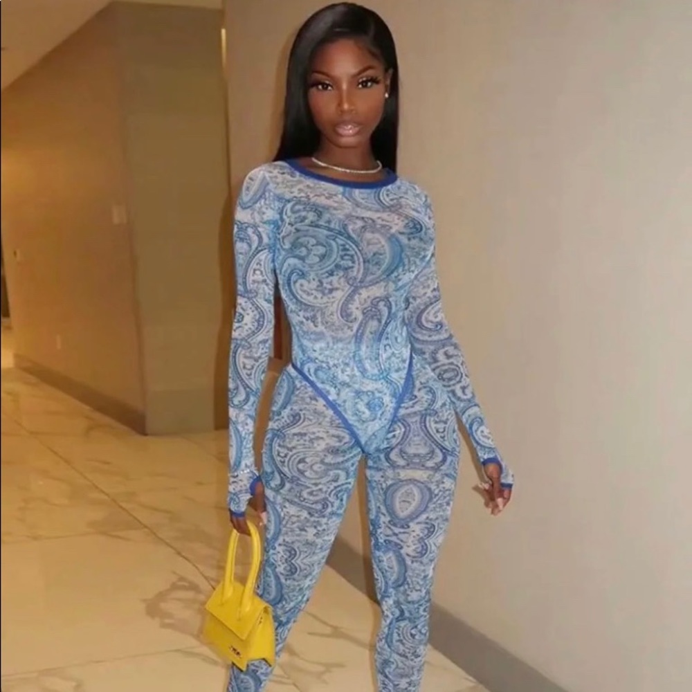 Trendy long sleeve mesh set